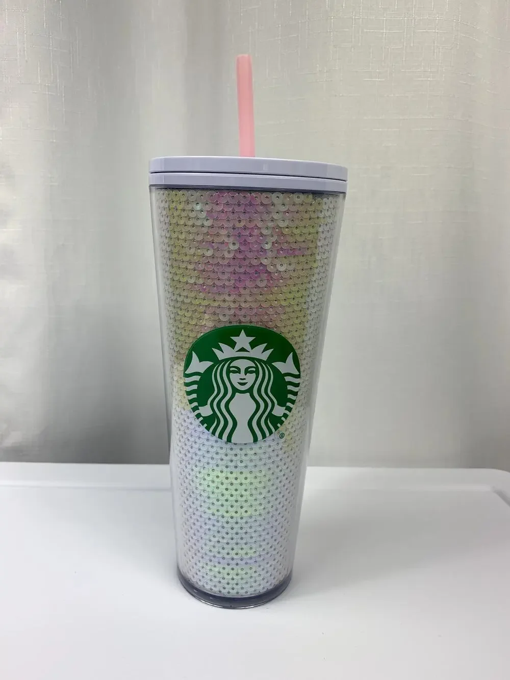 STARBUCKS Multicolor Sequin Cold Cup Tumbler Cold Drink 24 Oz. 2020